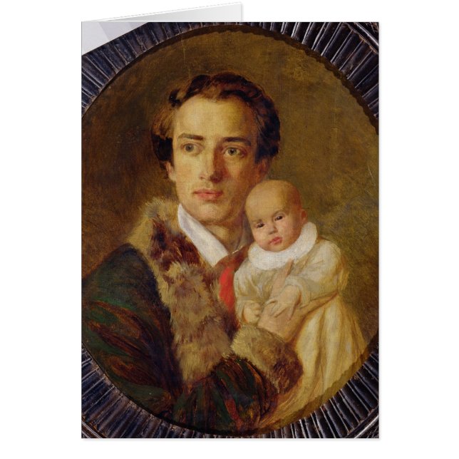 Retrato de Alexander Herzen con su hijo, 1840 (Frente)
