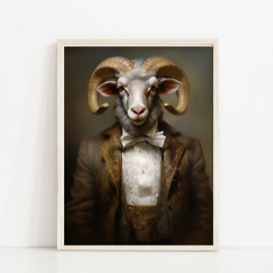 Retrato de animal victoriano, impresión vintage de