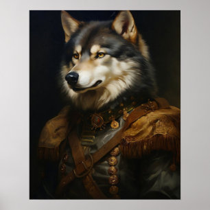 Retrato de animal victoriano, impresiones de lobo 