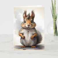Retrato de ardilla linda tarjeta de felicitación e