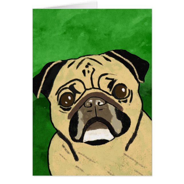 Retrato de arte acuarela de pug Dog (Frente)