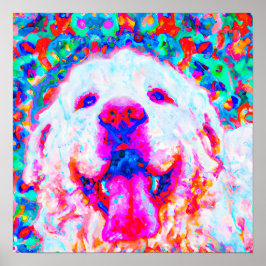 Retrato de arte canino Crazy Happy Great Pyrenees 