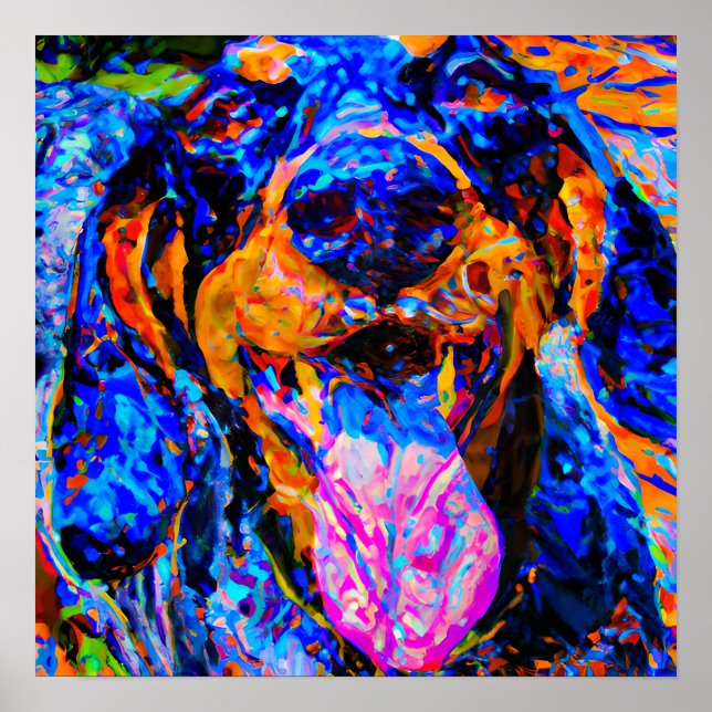 Retrato de arte canino de Crazy Happy Bluetick (Frente)