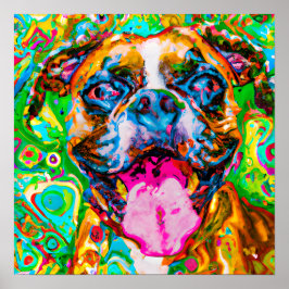 Retrato de arte Crazy Happy Boxer Dog 2