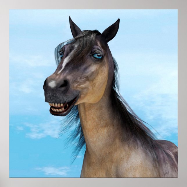 Retrato de Arte de Caballo con Sonrisa Divertida (Frente)