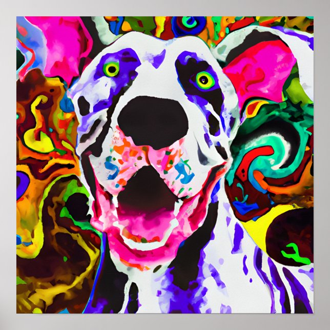 Retrato de arte de canto Crazy Happy Great Dane Do (Frente)