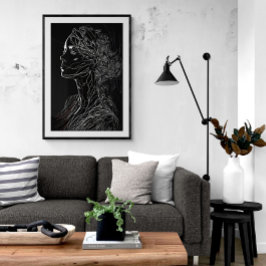 Retrato de arte de línea moderna de mujer