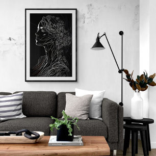 Retrato de arte de línea moderna de mujer