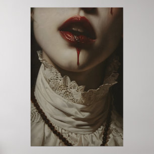 Retrato de Arte de Mujer Vampiro Gótico de Romance