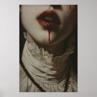 Retrato de Arte de Mujer Vampiro Gótico de Romance