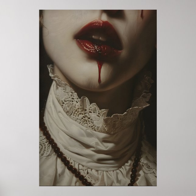Retrato de Arte de Mujer Vampiro Gótico de Romance (Frente)
