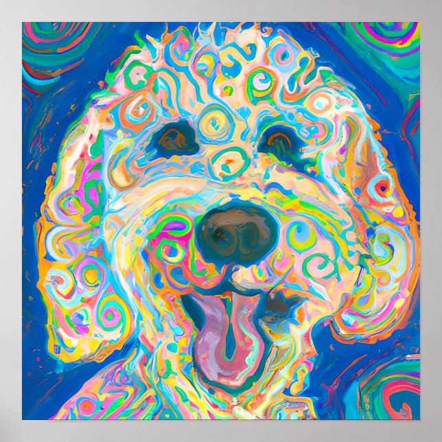 Retrato de arte de perro "Goldendoodle" (Frente)