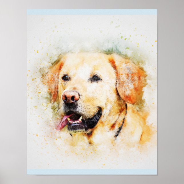 Retrato de arte de perro recuperador de Labrador (Frente)