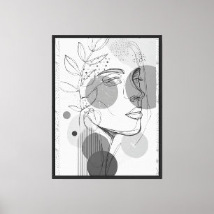 Retrato de arte de una línea minimalista con botán
