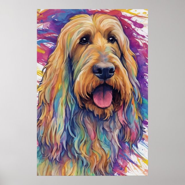 Retrato de arte digital colorido, hondo perro (Frente)