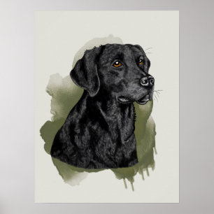 Retrato de arte en acuarela de Labrador Retriever