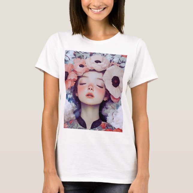 Retrato de arte floral camiseta - Elegante botánic (Anverso)