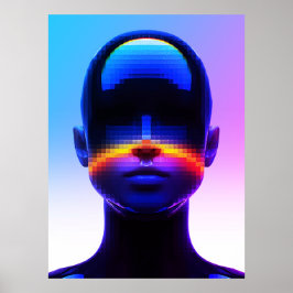Retrato de Arte Pixel Futurista – Abstracto Digita