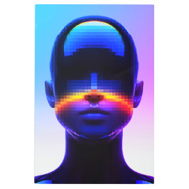 Retrato de arte pixel futurista - Resumen digital