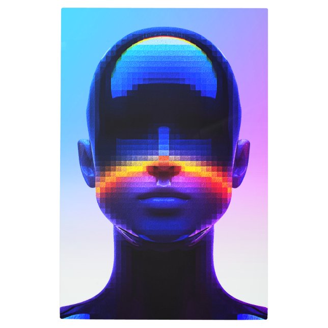 Retrato de arte pixel futurista - Resumen digital (Anverso)