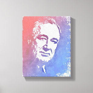 Retrato de arte pop de FDR en rojo y azul