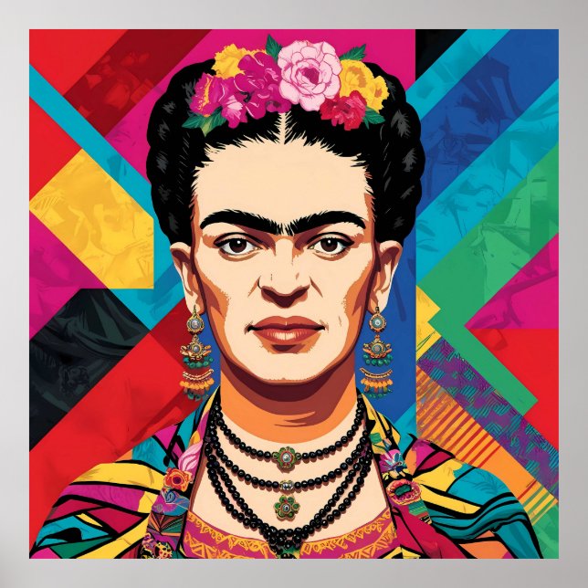 Retrato de arte pop de Frida Kahlo - Colores vibra (Frente)