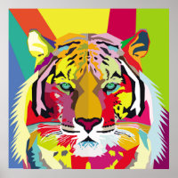 Retrato de arte pop del tigre, pop, tigre, animal,