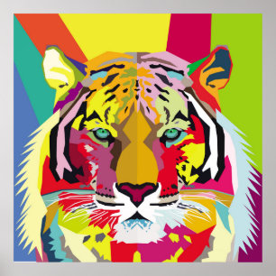 Retrato de arte pop del tigre, pop, tigre, animal,