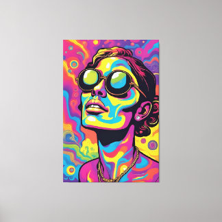 Retrato de arte pop psicodélico - Vibrante Neon Tr