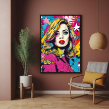 Retrato de arte pop retro audaz