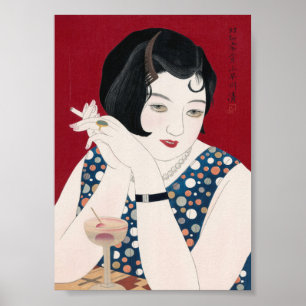 Retrato de arte vintage japonés