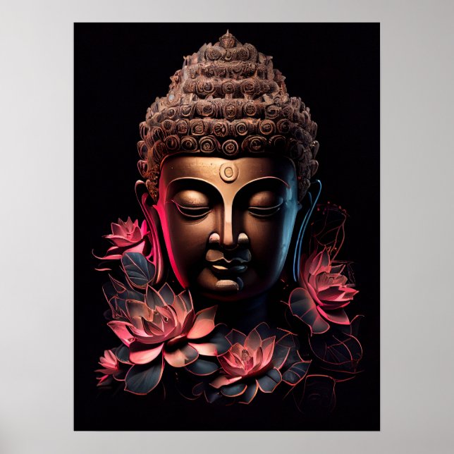 Retrato de Buda con Lotus | Poster de arte (Frente)