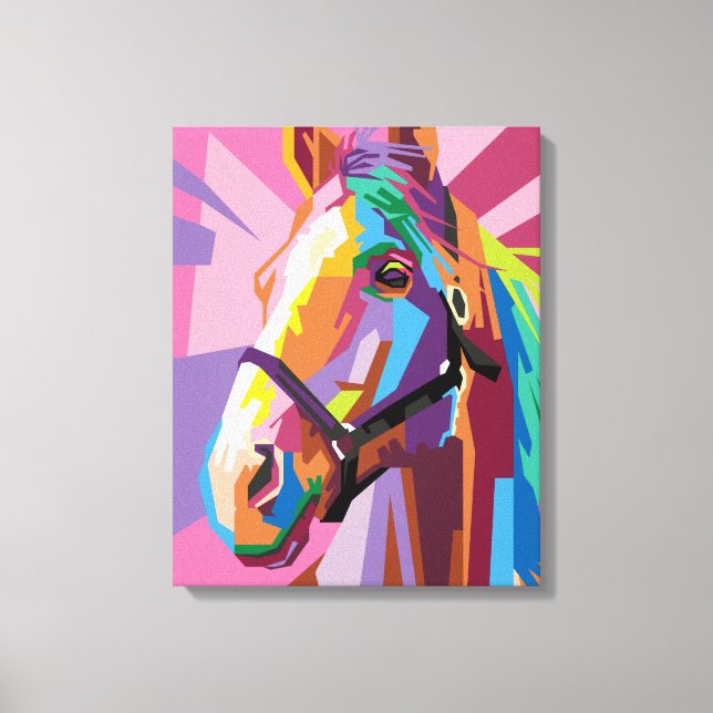 Retrato de caballo de arte pop colorido (Anverso)