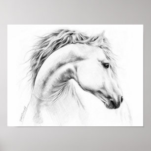 Retrato de caballo Dibujo a lápiz Arte ecuestre