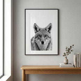 retrato de cabeza de coyote arte blanco negro