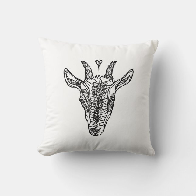 Retrato de cabra con Cojín decorativo cardíaco (Anverso)