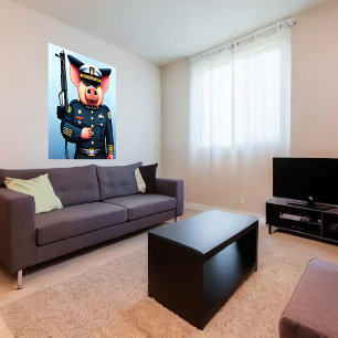 Retrato de cerdo con uniforme policial   Arte IA
