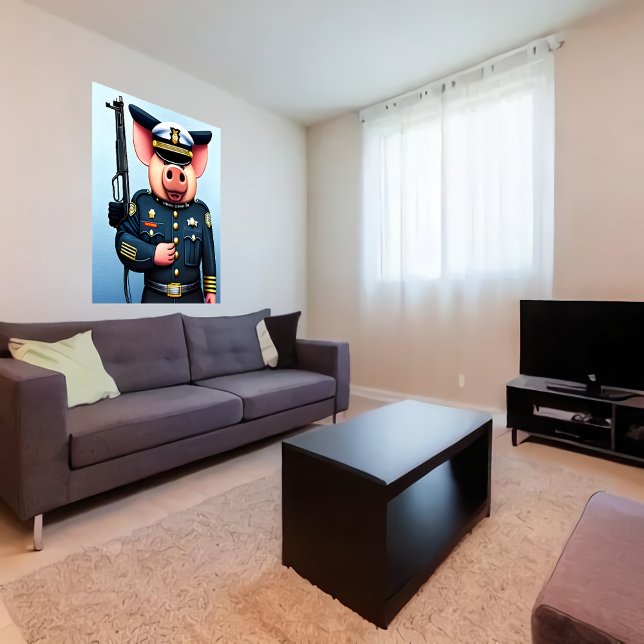 Retrato de cerdo con uniforme policial | Arte IA (Subido por el creador)