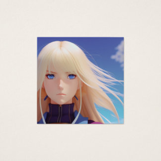Retrato de chica anime rubia ojos azules viento so