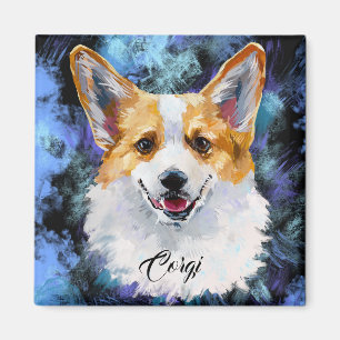 Retrato de Corgi en un imán abstracto
