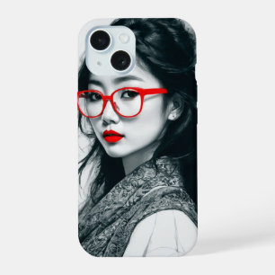Retrato de dama asiática en blanco y negro con lab