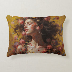 Retrato de Diosa en Flor - Almohada para Lanzar Ar