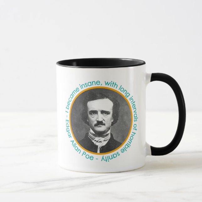 Retrato de Edgar Allan Poe con la taza de la cita (Derecha)