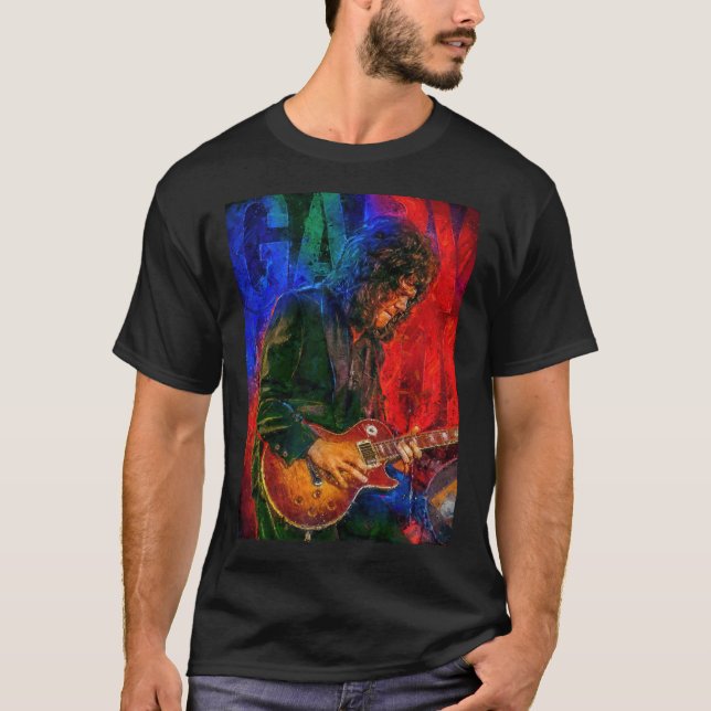 Retrato de Gary Moore Tribute arte camiseta esenci (Anverso)