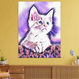 Retrato de gatito adorable arte digital pintura
