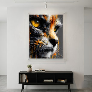 Retrato de gato de arte elegante en naranja y gris