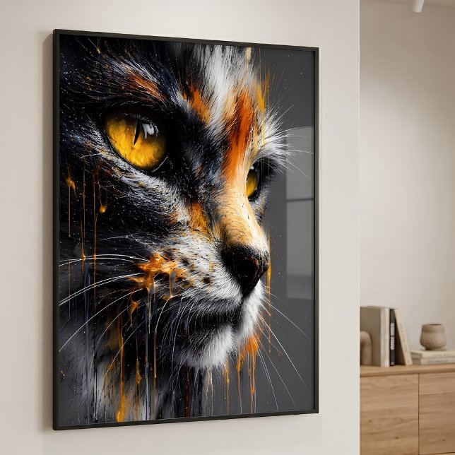 Retrato de gato de arte salpicado vibrante naranja (Subido por el creador)