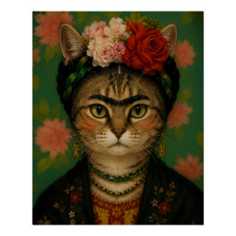 Retrato de gato de Frida Kahlo, impresión de arte 