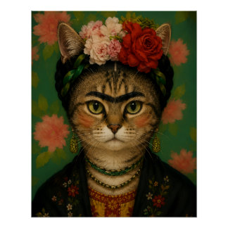 Retrato de gato de Frida Kahlo, impresión de arte