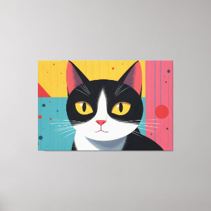 Retrato de gato esmoquin moderno - Arte plano mini
